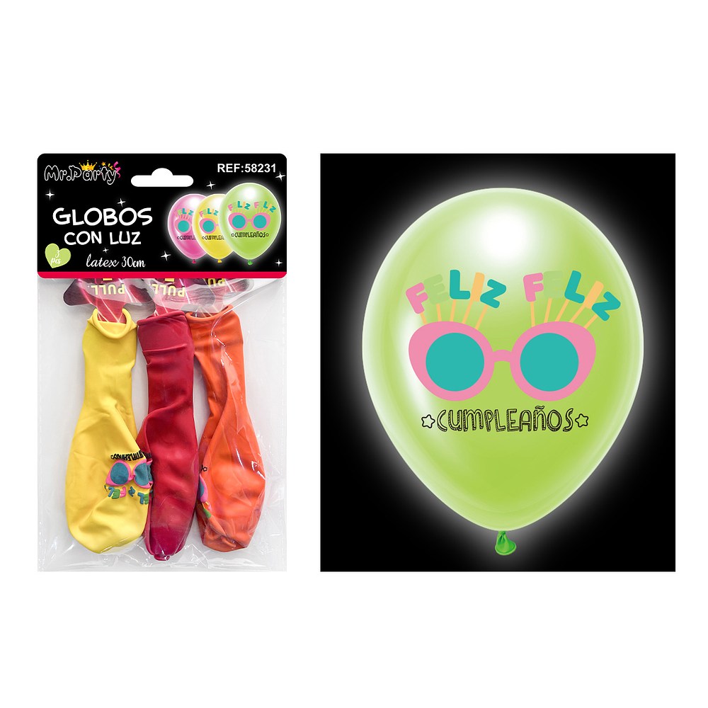 Globos con luz 30cm 3pcs