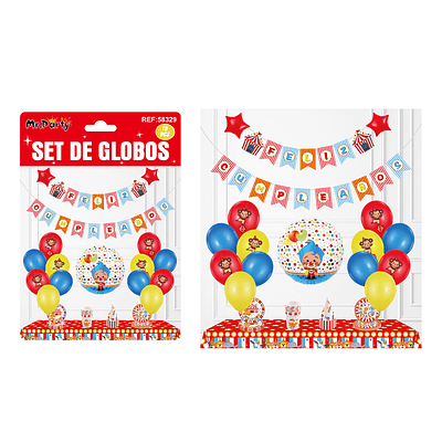 Set de globos látex con guirnalda de payaso 18pcs