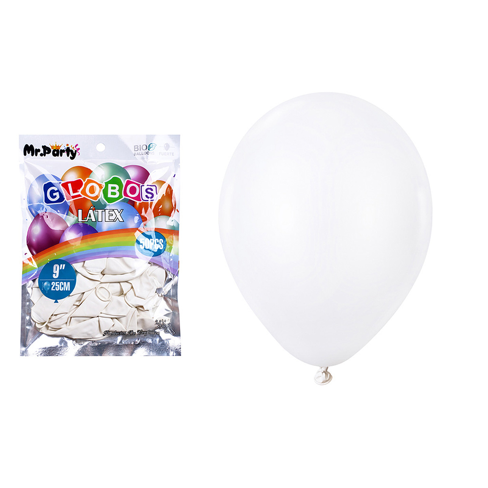 Globos de látex blanco mate 25cm 50pcs