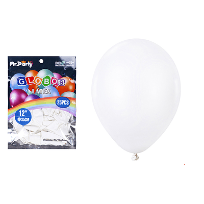 Globos de látex blanco mate 35cm 25pcs