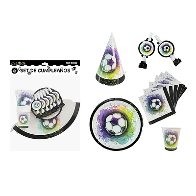 Set de servicios de fútbol para cumpleaños 30pcs