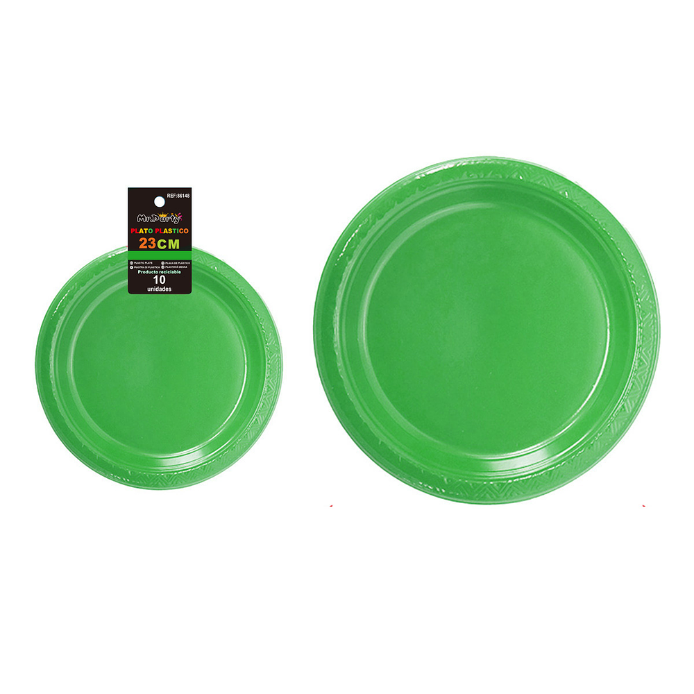 Platos plásticos verde oscuro 23cm 10pcs