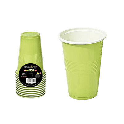 Vasos plásticos desechable verde bicolor 500ML 10pcs
