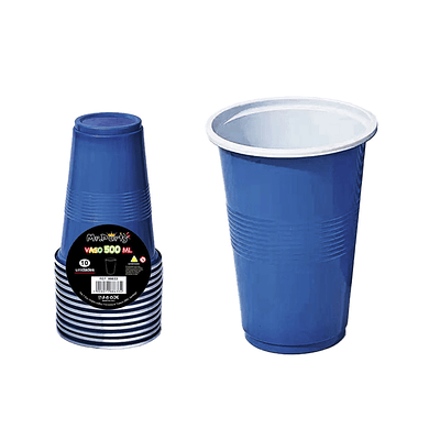 Vasos plásticos desechable azul bicolor 500ML 10pcs
