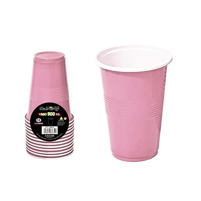 Vasos plásticos desechable rosado bicolor 500ML 10pcs