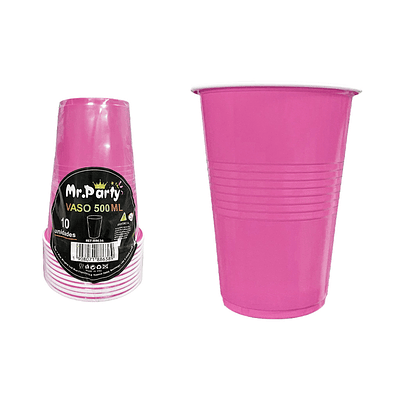 Vasos plásticos desechable fucsia bicolor 500ML 10pcs