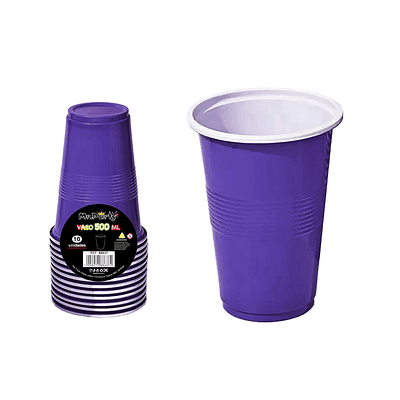 Vasos plásticos desechable morado bicolor 500ML 10pcs