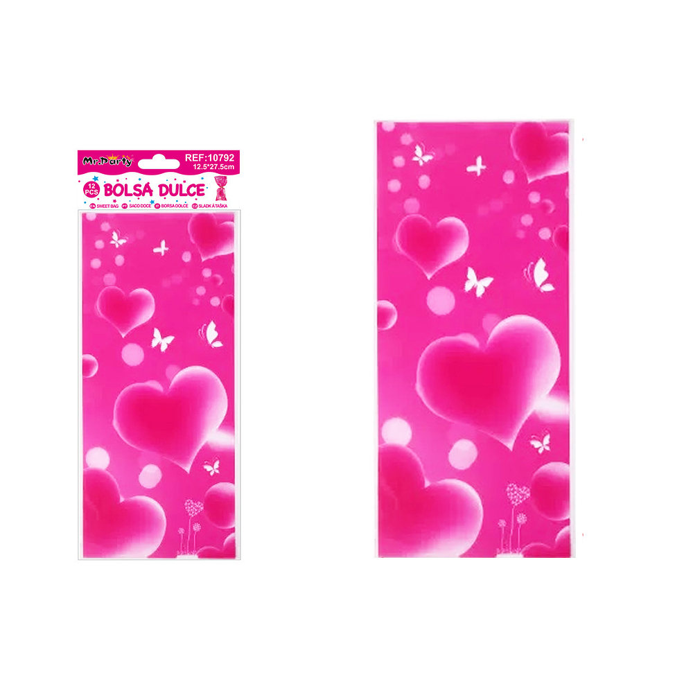 Bolsas de dulces serie corazón 12.5*27.5cm 12pcs