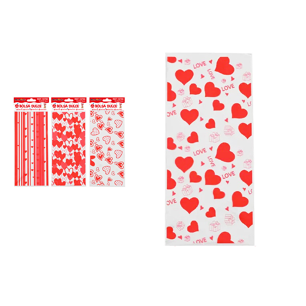 Bolsas de dulces serie corazón 12.5*27.5cm 12pcs