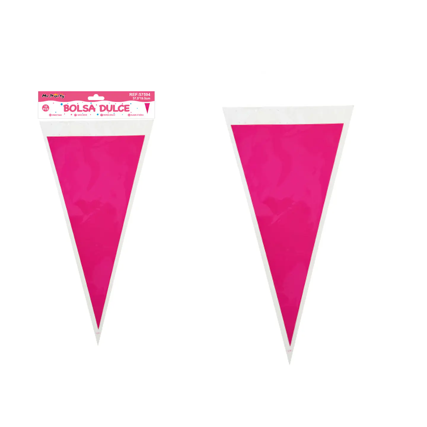 Bolsa para dulces triangular fucsia 18*37cm 10pcs 1