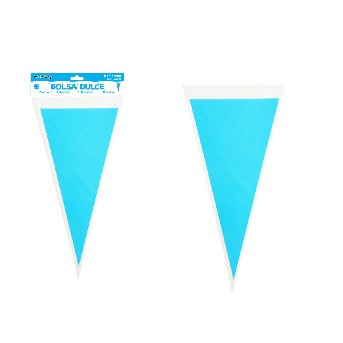 Bolsa para dulces triangular azul 18*37cm 10pcs