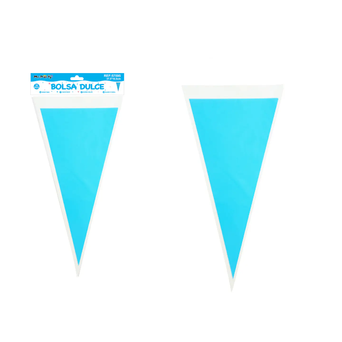 Bolsa para dulces triangular azul 18*37cm 10pcs 1