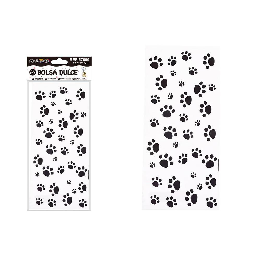 Bolsas de dulces huella de perro 12.5*27.5cm 12pcs
