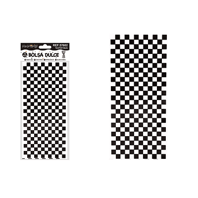 Bolsas de dulces cuadros blanco y negro 12.5*27.5cm 12pcs
