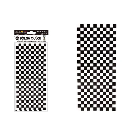 Bolsas de dulces cuadros blanco y negro 12.5*27.5cm 12pcs