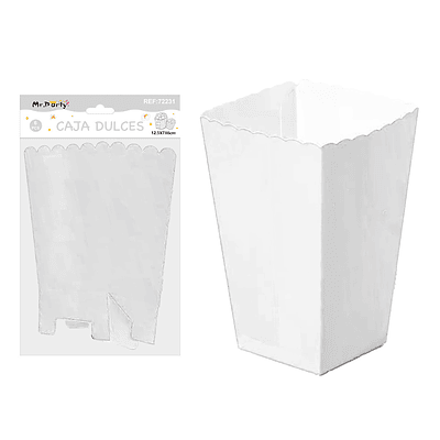 Caja cabritas/dulces ondulada plegable blanco 12.5*7*6cm 6pcs