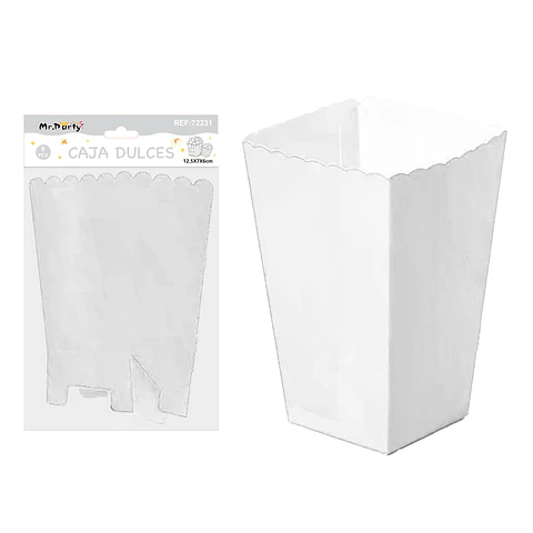 Caja cabritas/dulces ondulada plegable blanco 12.5*7*6cm 6pcs