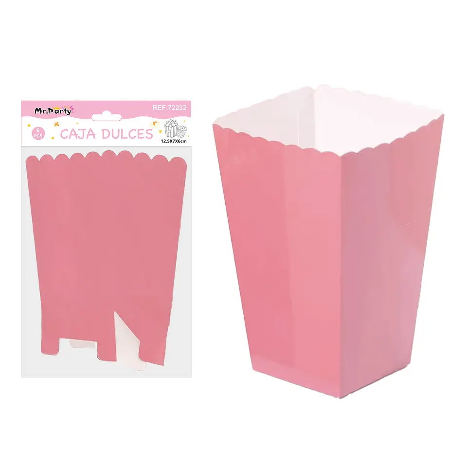 Caja cabritas/dulces ondulada plegable rosado 12.5*7*6cm 6pcs 1
