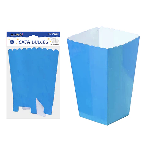 Caja cabritas/dulces ondulada plegable azul royal 12.5*7*6cm 6pcs