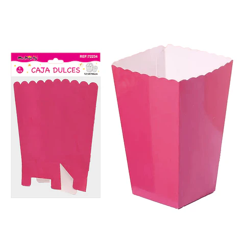 Caja cabritas/dulces ondulada plegable fucsia 12.5*7*6cm 6pcs