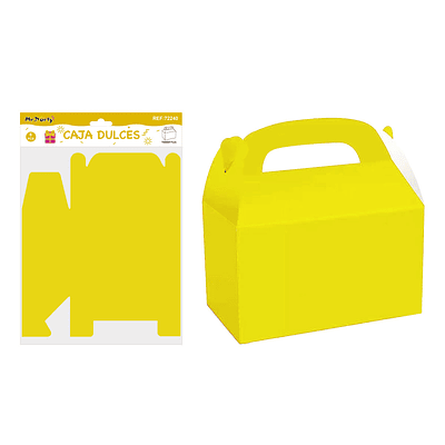 Caja dulces con manilla plegable amarillo 14*6*11cm 6pcs