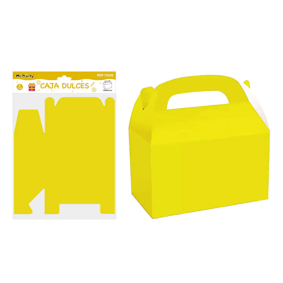 Caja dulces con manilla plegable amarillo 14*6*11cm 6pcs 1