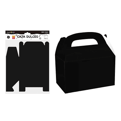 Caja dulces con manilla plegable negro 14*6*11cm 6pcs