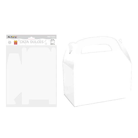 Caja dulces con manilla plegable blanco 14*6*11cm 6pcs
