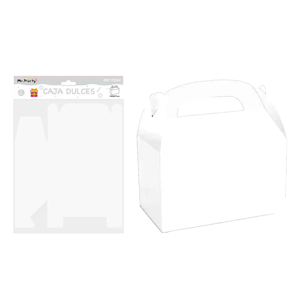 Caja dulces con manilla plegable blanco 14*6*11cm 6pcs 1