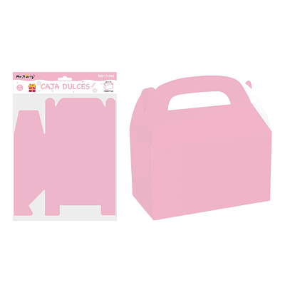 Caja dulces con manilla plegable rosa 14*6*11cm 6pcs