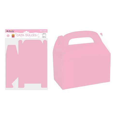 Caja dulces con manilla plegable rosa 14*6*11cm 6pcs