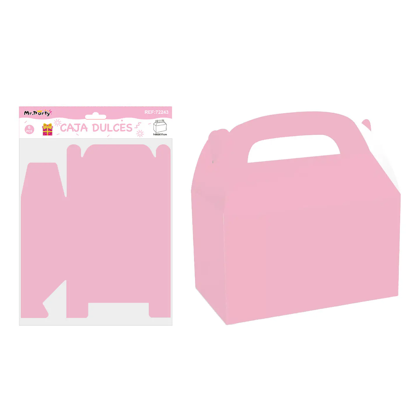 Caja dulces con manilla plegable rosa 14*6*11cm 6pcs 1