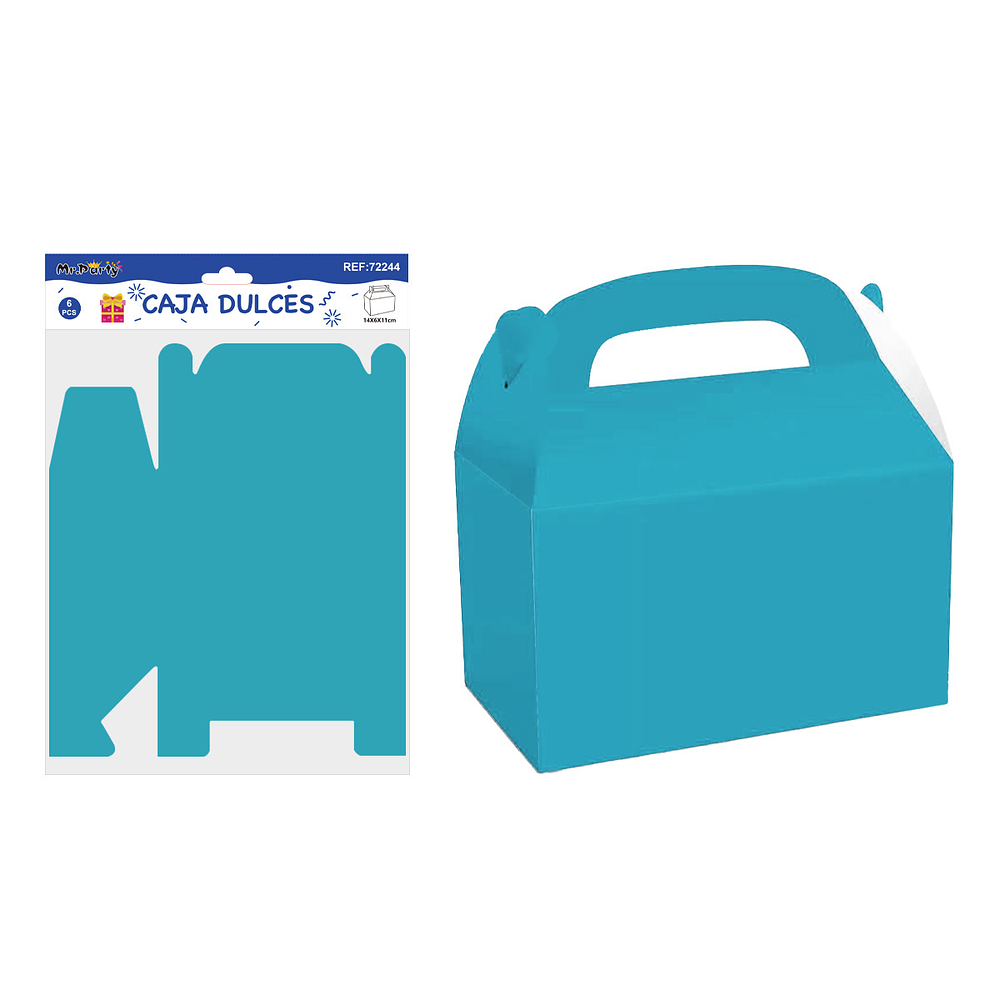Caja dulces con manilla plegable azul rey 14*6*11cm 6pcs