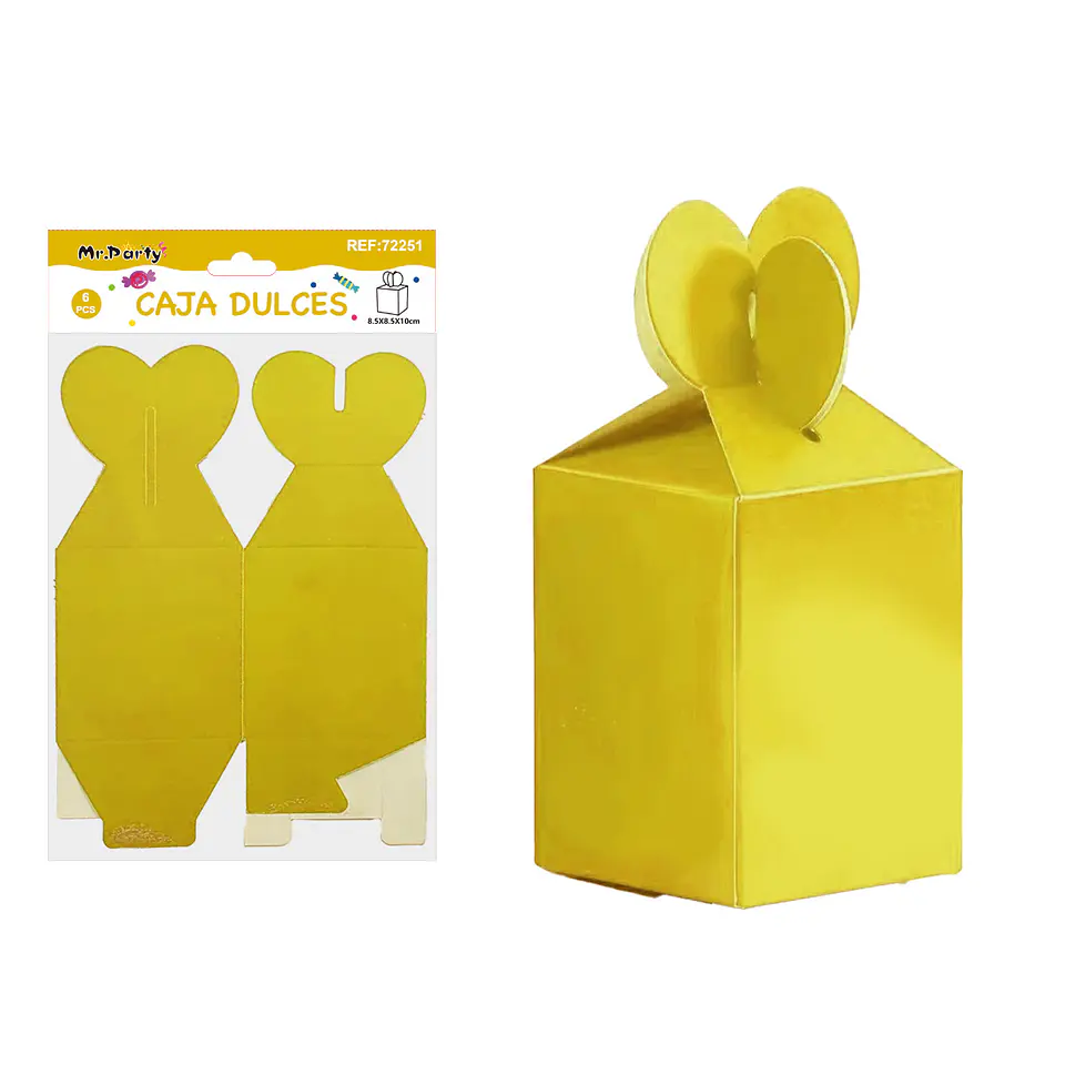 Caja dulces plegable amarillo 8.5*8.5*10cm 6pcs 1