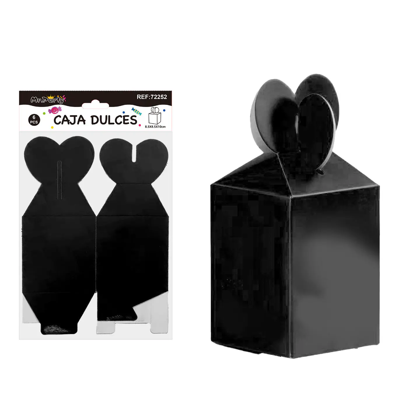 Caja dulces plegable negro 8.5*8.5*10cm 6pcs 1