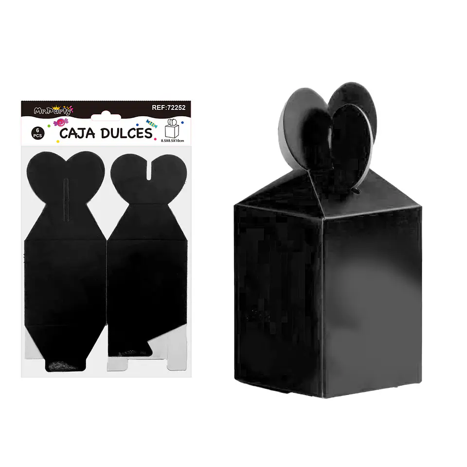 Caja dulces plegable negro 8.5*8.5*10cm 6pcs 1