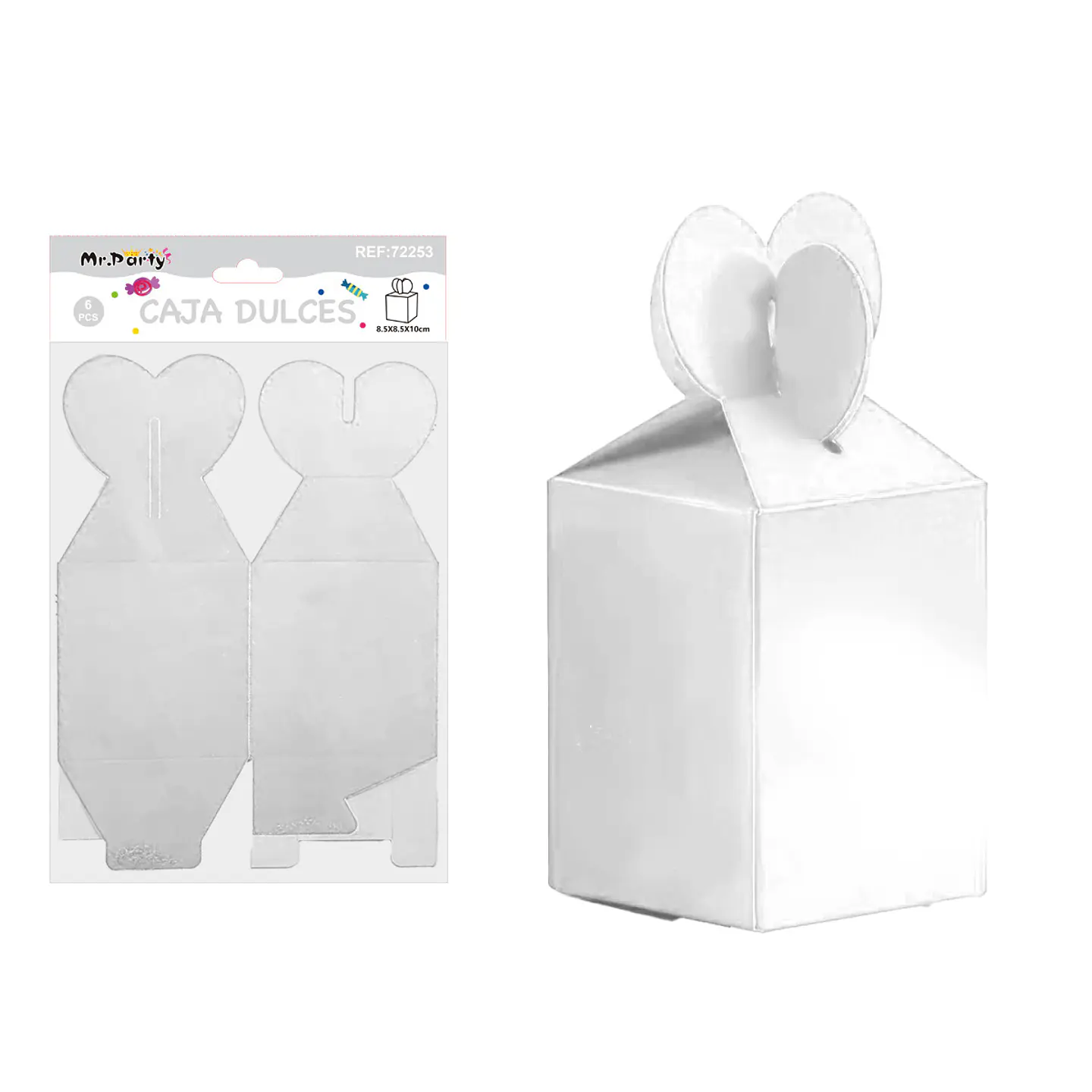 Caja dulces plegable blanco 8.5*8.5*10cm 6pcs 1