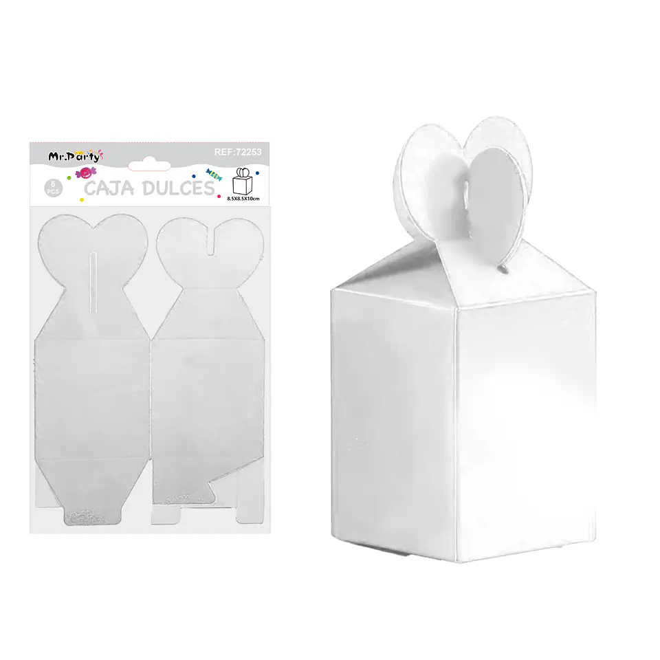 Caja dulces plegable blanco 8.5*8.5*10cm 6pcs 1