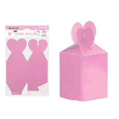 Caja dulces plegable rosa 8.5*8.5*10cm 6pcs