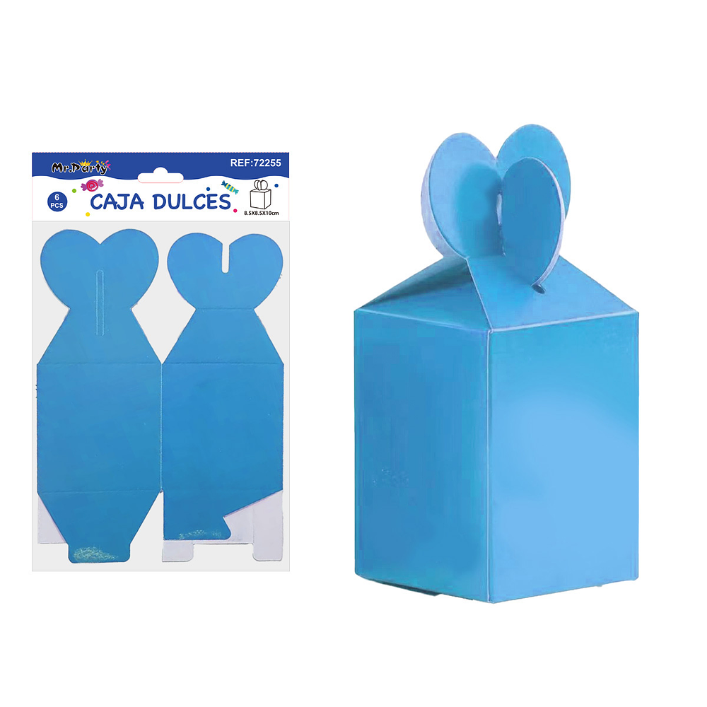 Caja dulces plegable azul rey 8.5*8.5*10cm 6pcs
