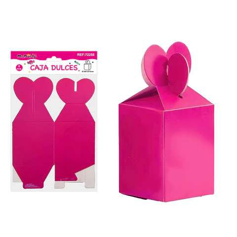 Caja dulces plegable fucsia 8.5*8.5*10cm 6pcs