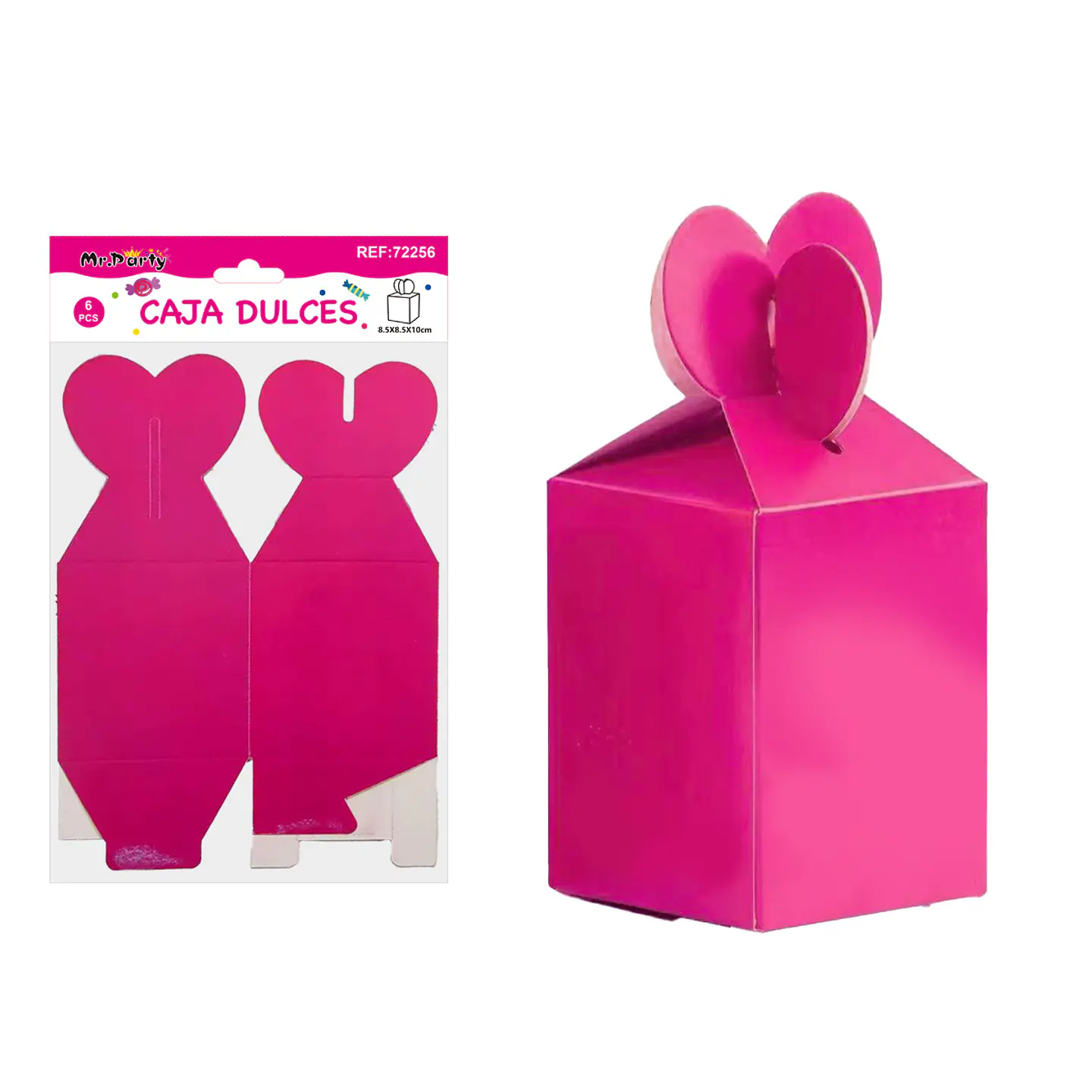 Caja dulces plegable fucsia 8.5*8.5*10cm 6pcs 1