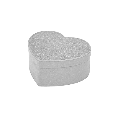 Caja de regalo corazón con glitter con tapa plateado 11.2*9.8*5.2cm