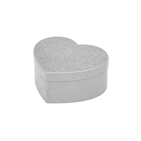 Caja de regalo corazón con glitter con tapa plateado 11.2*9.8*5.2cm 6pcs