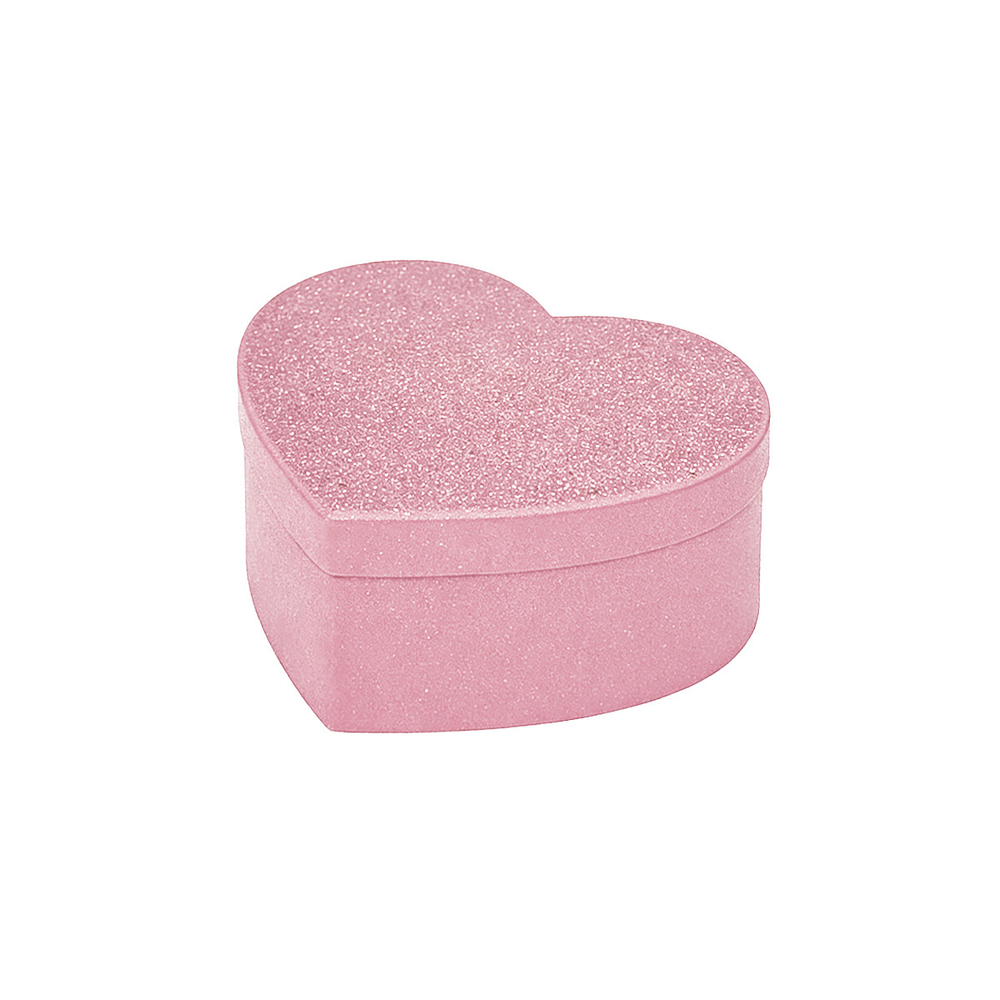 Caja de regalo corazón con glitter con tapa rosado 11.2*9.8*5.2cm
