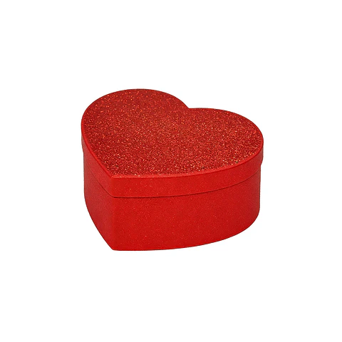 Caja de regalo corazón con glitter con tapa rojo 11.2*9.8*5.2cm 6pcs