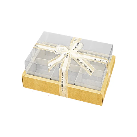 Caja de cartón plegable dorado mate sin cinta y division M 24.5*17*10cm 6pcs