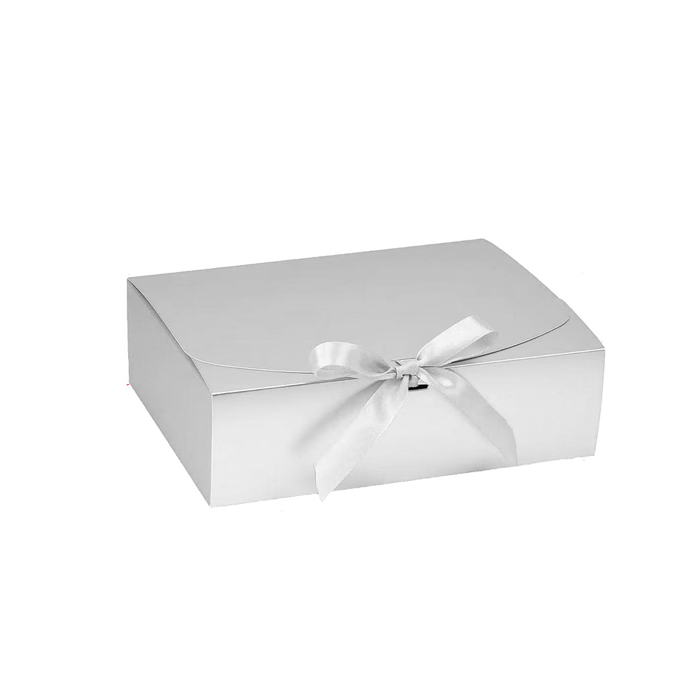 Caja de cartón plegable plateado mate con cinta XL 30*25*8cm 6pcs