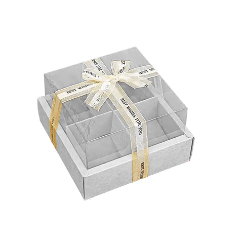 Caja de cartón plegable plateado mate sin cinta y division L 24.5*24.5*10cm 6pcs