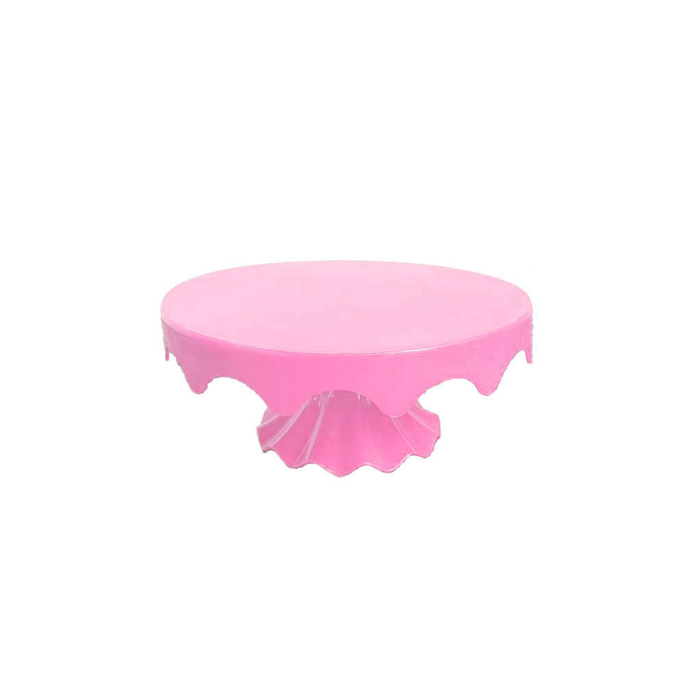 Soporte para torta superficie ondulada redonda rosado fluorescente 20*32cm